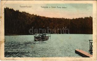 1906 Tusnádfürdő, Baile Tusnad; Tutajozás a Szent Anna taván. Brunner Lajos kiadása / rafting (EB)
