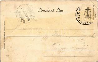 1906 Tusnádfürdő, Baile Tusnad; Tutajozás a Szent Anna taván. Brunner Lajos kiadása / rafting (EB)