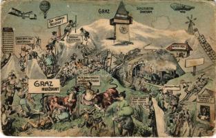 1910 Graz (Steiermark), in der Zukunft / in the future montage, humour (b)