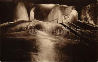 1928 Dobsina, Dobschau; Dobsinai jégbarlang, belső, Nagy vízesés / Eishöhle Dobsina / ice cave, interior (fa)