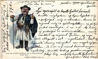 1900 Göre Gábor bíró úr. Göre levelezőlapok és Göre könyvek kiadója Singer és Wolfner / Hungarian humorous folklore greeting card (EK)
