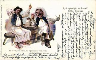 1900 Göre Gábor bíró úr. Göre levelezőlapok és Göre könyvek kiadója Singer és Wolfner / Hungarian humorous folklore greeting card (vágott / cut)