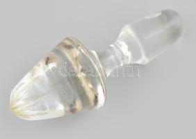 6 retro likőröspohár. Kézzel festett, hibátlan 11 cm + nagy méretű csiszolt üvegdugó 12 cm