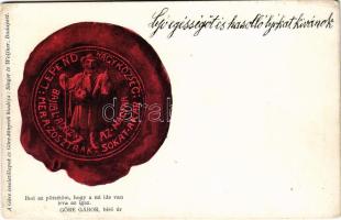 Göre Gábor bíró úr. Göre levelezőlapok és Göre könyvek kiadója Singer és Wolfner / Hungarian humorous folklore greeting card (EK)