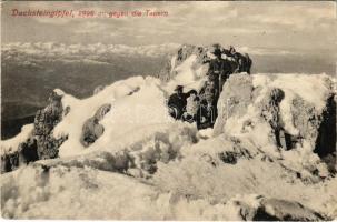 1921 Dachsteingipfel 2996 m. gegen die Tauern / winter sport, mountain climbing (EK)