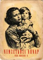1954 Nemzetközi Nőnap. Kiadja a Magyar Nők Demokratikus Szövetsége / International Womens Day, Hungarian socialist propaganda (b)