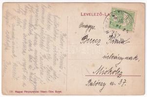 1913 Felsőgalla (Tatabánya), Fúrás a kőbányában + "WIEN-GYŐR-BUDAPEST 352" vasúti mozgópos...