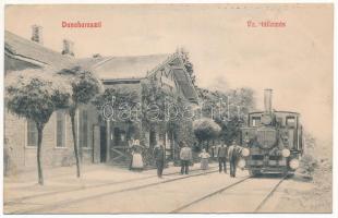 Dunaharaszti, vasútállomás, gőzmozdony, vonat . Adler Adolf kiadása