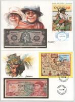 Vegyes 7db-os bankjegyes boríték tétel, mind különféle, közte: Kuba, Vietnam, Argentína, Uganda, Ecu...