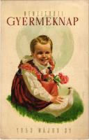 1953 Nemzetközi Gyermeknap. Kiadja a Magyar Nők Demokratikus Szövetsége / International Childrens Day propaganda card s: Szilas Gy. (EB)