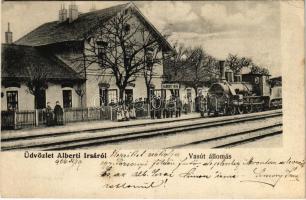 1906 Albertirsa, Alberti-Irsa; vasútállomás, gőzmozdony, vonat (EK)