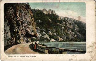 Orsova, Kazán-szoros. Hutterer G. kiadása / Kasanpartie / Cazane / gorge, canal (szakadások / tears)