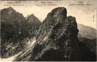 Tátra, Magas-Tátra, Vysoké Tatry; Ganek a Mártacsúcsról. Franz Pietschmann No. 2618. / Ganek von der Marthaspitze / Ganek ze Zlobistego / mountain peaks