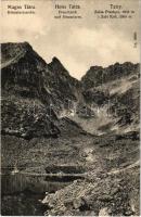 Tátra, Magas-Tátra, Vysoké Tatry; Békástavicsorba. Franz Pietschmann No. 2628. / Froschjoch und Simonturm / Zabia Przelecz i Zabi Kon / lake (kis szakadás / small tear)