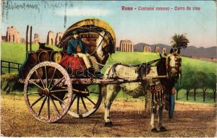 1927 Roma, Rome; Costume romano, Carro da vino / Italian folklore, wine cart (EB)