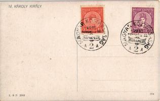 IV. Károly király / Charles I of Austria. L. & P. 2095. + "MAGYAR KÖZTÁRSASÁG 1918. novembe...