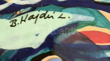 B. Hajdú László (1926-1998): Női portré. Tempera, papír, jelezve balra lent. Üvegezett fakeretben, 3...