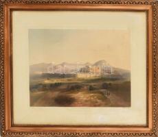 William Louis Walton (1808 k.-1879): Ghuznee városa és erődítése (Afganisztán). Színes litográfia, papír, jelzett a litográfián. Kissé foltos. Üvegezett, dekoratív fakeretben, 31×39 cm