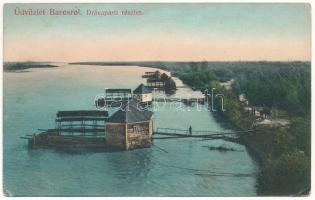 1911 Barcs, Dráva part, úszó hajómalom / floating ship mills (Rb)