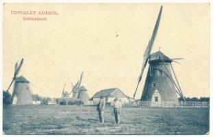 1916 Ada, Szélmalmok, szélmalom. W.L. Bp. 2214. Kollonits István kiadása 8056. / windmills (EK)
