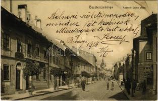 1914 Besztercebánya, Banská Bystrica; Kossuth Lajos utca, Kostomlatszky A. és Bothár G. üzlete / street, shops (fa)