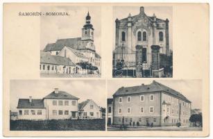 Somorja, Csallóköz-Somorja, Somorin, Samorín; zsinagóga, Kápolna utca, Városháza, iskola. Cvrk B. kiadása / synagogue, street, town hall, school (EK)