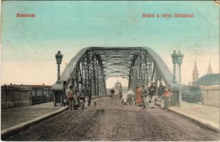 1911 Komárom, Komárnó; Kishíd a város látképével. Laky Béla kiadása / bridge (EK)