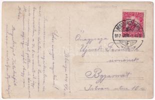 1917 Besztercebánya, Banská Bystrica; osztrák-magyar katonák a Garam folyó fahídján / WWI K.u.k. mil...