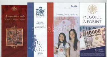 1994-2010. 30db-os színes MNB tájékoztatólap tétel, közte 2 külföldi tájékoztatólappal, mind különfé...