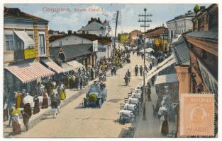 1924 Campina, Strada Carol I., Cofetarie, Bere Luter / street, automobile, shops, cafe, restaurant terrace (EK)