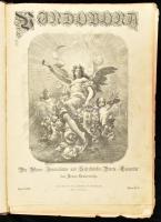 cca 1880 Emléklapok / Gedenkblätter. XIX. sz. végi, magyar és német nyelvű újság-kolligátum (közte ritka számokkal). Rengeteg illusztrációval, fametszetekkel, facsimile aláírásokkal. Korabeli aranyozott, nagyalakú félvászon-kötésben, sérülésekkel, néhány kijáró lappal.