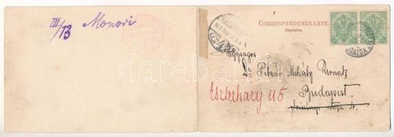 1902 Gorazde, Gorazda; Hermann Wasserstein 2-tiled folding panoramacard + "K.u.k. Milit. Post X...