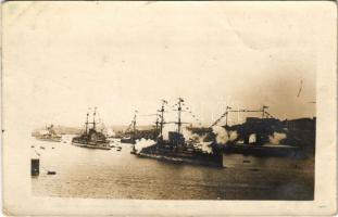 1915 K.u.k. Kriegsmarine Flotte / Osztrák-magyar haditengerészet flottája / Austro-Hungarian Navy fleet. photo + &quot;K.u.k. Festungsartillerieregiment Nr. 4. 11. Feldkompagnie&quot;