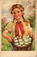 Magyar szocreál propaganda, úttörő húsvéti üdvözlet. Művészeti Alkotások / Hungarian Socialist propaganda, Easter greeting, Pioneer movement (szakadás / tear)