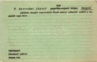 Szeredai József szegedi csomagolt fűszerek reklámlapja / Hungarian spices export advertising card s:...