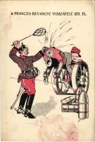 A Francia Revanche visszafelé sül el. Első világháborús francia ellenes katonai gúnyrajz. Klein Henrik 12. / WWI anti-French military mocking propaganda s: Bernáth (EK)