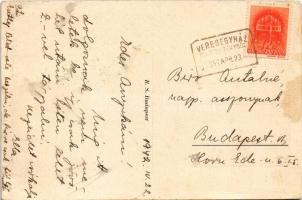 1942 Veresegyház, Láng József üzlete. Fűtsön tatai szénnel + "P.U. SZEKRÉNYBŐL" (EK)