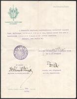 1926 Bp., Foederatio Emericana kinevezés Stengl János kir. kúriai bíró részére, Csernoch János (1852-1927) esztergomi érsek, bíboros-hercegprímás, a Foed. Emericana fővédnökének saját kezű aláírásával (ill. további két aláírással), bélyegzővel