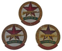 ~1960-1980. MHSZ - Honvédelemért zománcos és műgyantás fém kitüntető jelvény (3x) (29mm) T:AU,XF