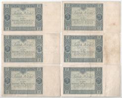 Lengyelország 1930. 5Zl (6db) T:F közte szakadások
Poland 1930. 5 Zlotych (6pcs) C:F with tears
