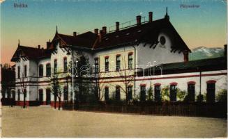 1918 Ruttka, Vrútky; Pályaudvar, vasútállomás. Vasúti levelezőlapárusítás 14. sz. 1916. / railway station (EK)