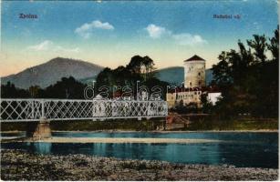 Zsolna, Sillein, Zilina; Hrad Budatín / Budatin vára, híd. Vasúti levelezőlapárusítás 24. sz. 1916. / castle, bridge (kis szakadás / small tear)