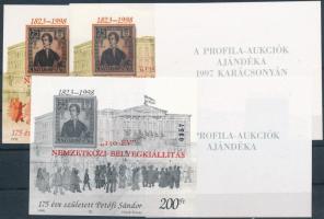 1998/3b "150 év" Nemzetközi Bélyegkiállítás 5 db-os emlékív garnitúra azonos sorszámmal, piros felülnyomással (65.000) / souvenir sheet collection of 5 (betapadások a képoldalon / damaged front)