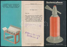 cca 1960 Autosyphon készülék prospektus