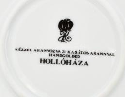 3 db Hollóházi porcelán (tányér, bonbonier, tálka), Szász Endre által tervezett mintával. (Kézzel ar...