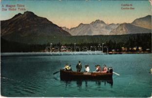 1912 Tátra, Magas-Tátra, Vysoké Tatry; Csorba-tó, "GIZELLA" csónak / Csorba-See / Strbské pleso / lake, rowing boat (EB)