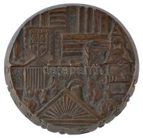 Rajki László (1939-) DN Orosháza bronz egyoldalas plakett (68mm) T:AU patina