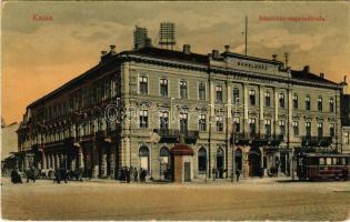 Kassa, Kosice; Schalkház nagyszálloda, villamos, Weber Bernát üzlete. Nyulászi Béla kiadása / hotel, tram, shops (EK)