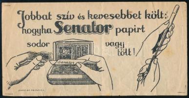 cca 1920 Senator cigarettapapír számolócédula