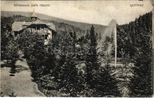 1913 Iglófüred, Bad Zipser Neudorf, Spisská Nová Ves Kupele, Novovesské Kúpele; Millenium szálloda és park. Ferencz D. kiadása / hotel and park (fl)